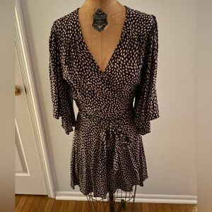 Betsey Johnson Blue and Cream Long Sleeve Dress Mini Dress